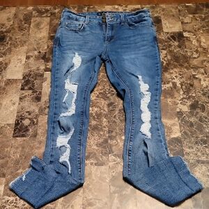 Indigo Rein Blue Distressed Ankle Jeans